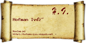 Hofman Ivó névjegykártya
