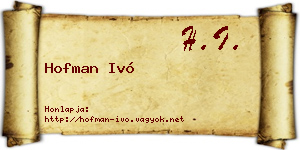 Hofman Ivó névjegykártya